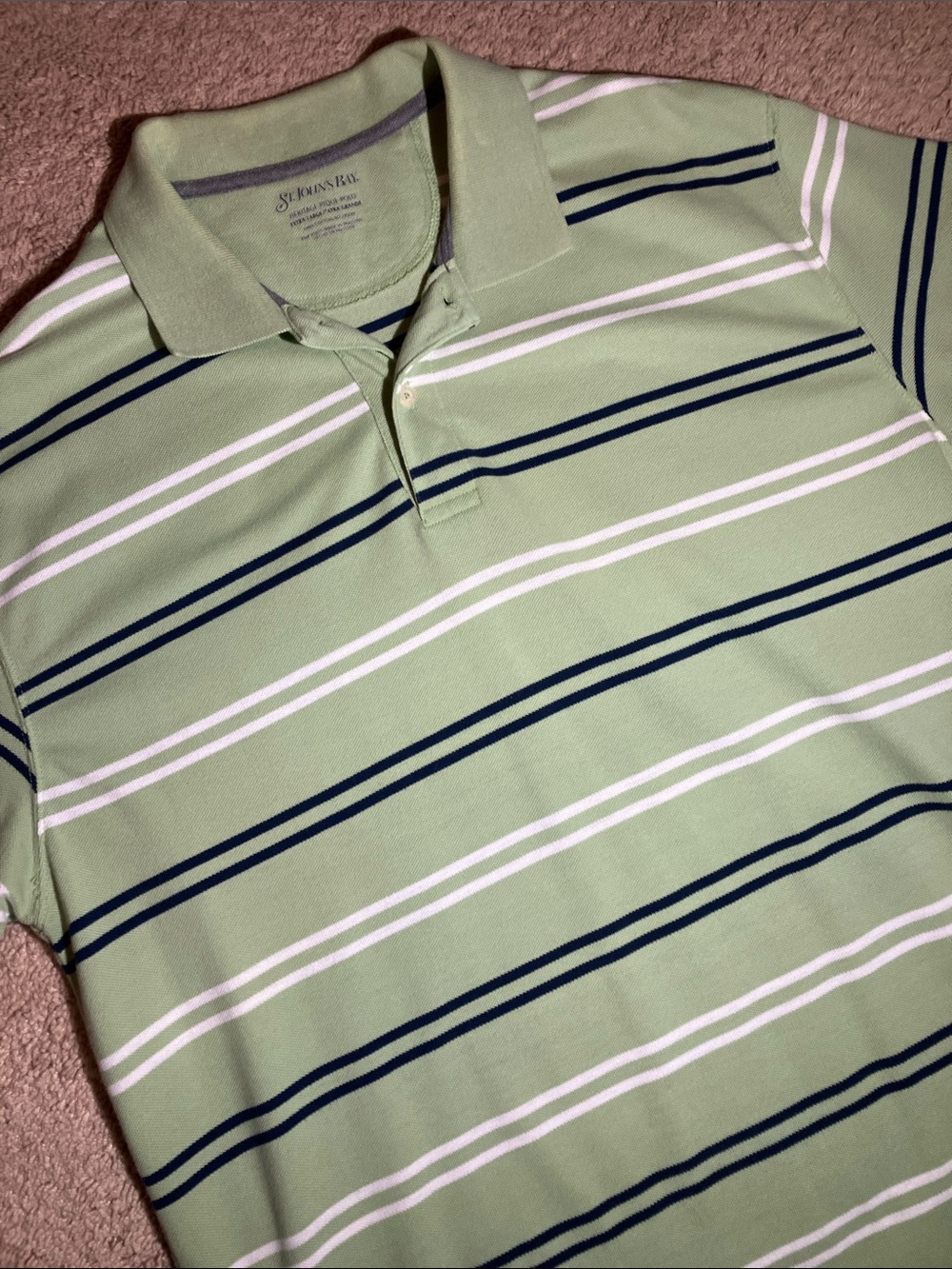 St. John's Bay Light Green Stripe Polo